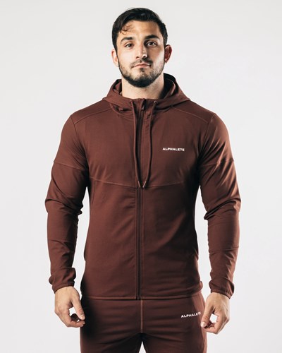 Alphalete 4-Way Stretch Encapuchado Jacket Chocolate | VHCEPJ035