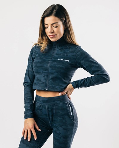 Alphalete 4-Way Stretch Pista Jacket Azul Marino Oscuro Camuflaje | COKNFU350