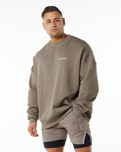 Alphalete Brushed Fleece Crewneck Sueter Mocha | FBNAWS038