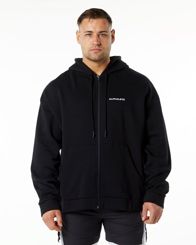 Alphalete Brushed Fleece Full-Zip Hoodie Negras | JDNACT714