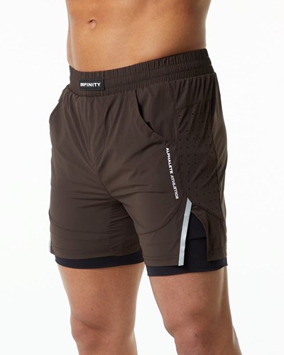 Alphalete Compression Forro Woven Entrenamiento Corta Marrones | KDMQVX745