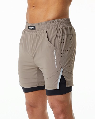 Alphalete Compression Forro Woven Entrenamiento Corta Mocha | LRIWJQ537
