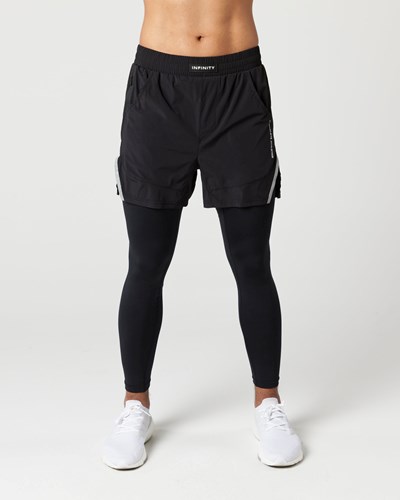 Alphalete Compression Forro Woven Entrenamiento Corta Negras | OIXHVP938