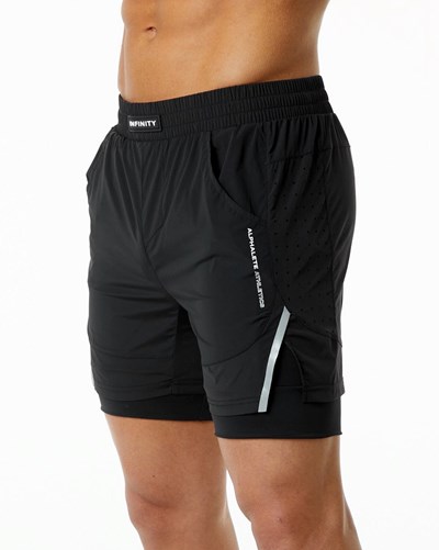 Alphalete Compression Forro Woven Entrenamiento Corta Negras | PBTALC538