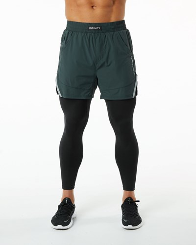 Alphalete Compression Forro Woven Entrenamiento Corta Verde | WQPATK952
