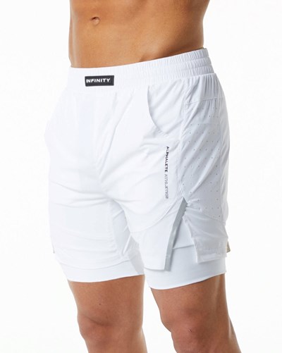 Alphalete Compression Forro Woven Entrenamiento Corta Blancas | ZMJVWN372