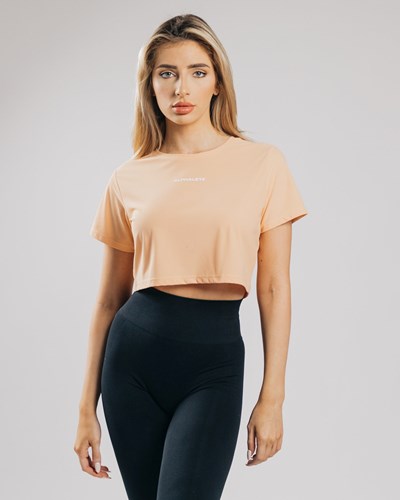 Alphalete Cropped Ligeros Corta Sleeve Naranjas | NWFKGZ784