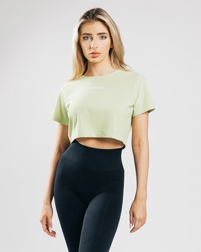 Alphalete Cropped Ligeros Corta Sleeve Verde Claro | XLMBUQ876
