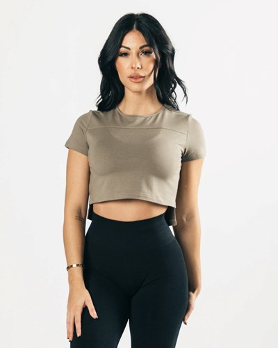 Alphalete Cropped Premium Corta Sleeve Haze | ZYEUWJ405