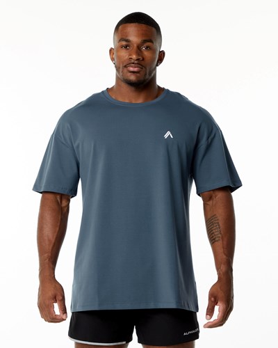 Alphalete Drop Shoulder Tee Azules | XWJTBA032