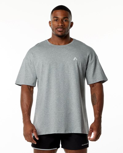 Alphalete Drop Shoulder Tee Gris | UVAMCF248