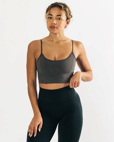 Alphalete Fitted Cropped Tank Gris | RILMCT912