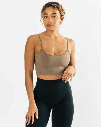 Alphalete Fitted Cropped Tank Verde Oliva | QGJYNV034