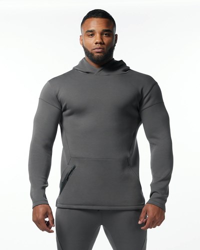 Alphalete Fitted Interlock Knit Hoodie Charcoal | VZILTW907