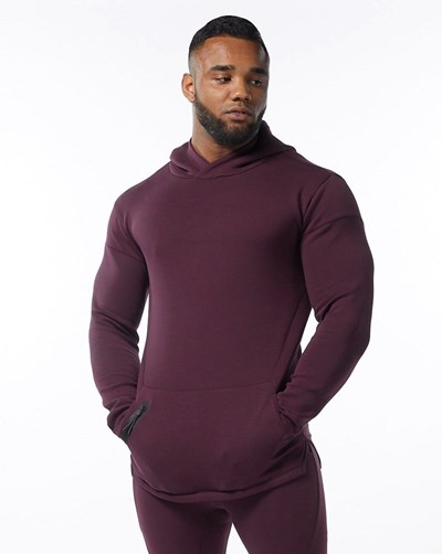 Alphalete Fitted Interlock Knit Hoodie Merlot | ZMAGNL658