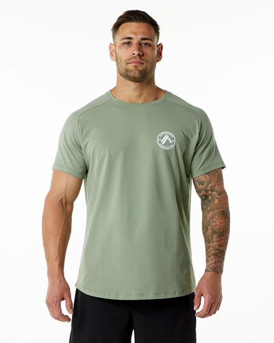 Alphalete Fitted Performance Corta Sleeve Sage | UXKHOD984