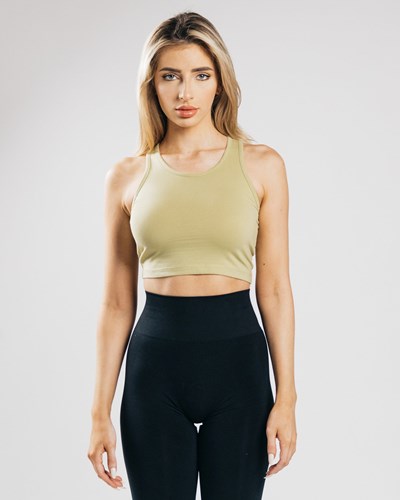 Alphalete Fitted Performance Crop Tank Verde Oliva Claro | XPENYH265