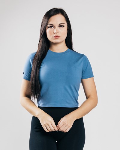Alphalete Fitted Performance Crop Top Azules | XCKUHE364