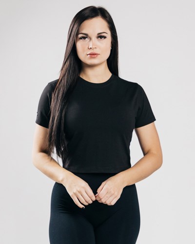 Alphalete Fitted Performance Crop Top Negras | NXKRUC935