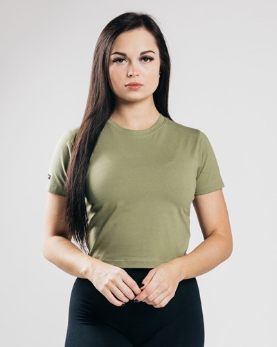 Alphalete Fitted Performance Crop Top Verde Oliva | HCAPNT185