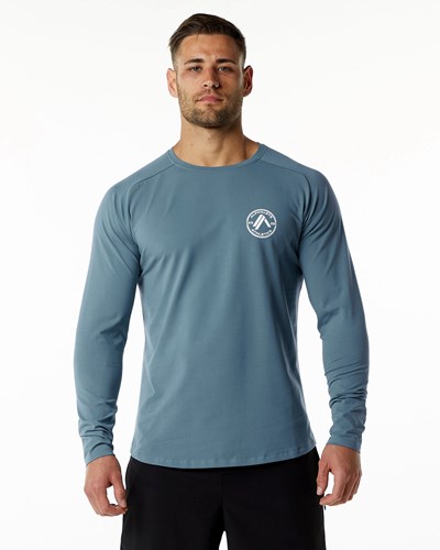 Alphalete Fitted Performance Long Sleeve Azules | RIUOAQ147