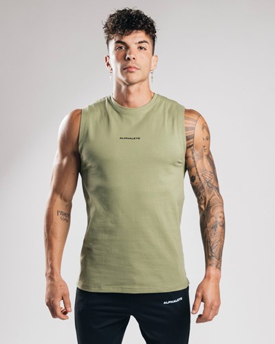 Alphalete Fitted Performance Tank Verde | DMGKJS289