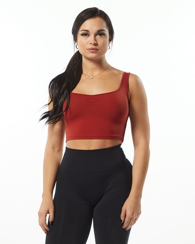 Alphalete Fitted Square Neck Tank Cherry | XBLNAI463
