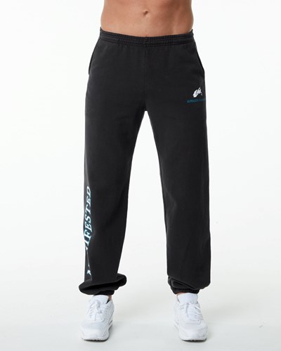 Alphalete Fleece Estampadas Jogger Negras | IGONYD356