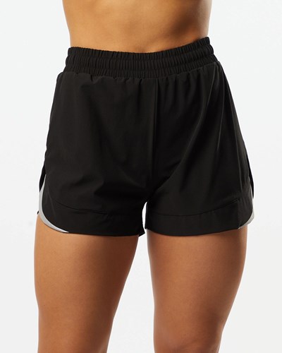 Alphalete Forro Woven 4-Way Stretch Corta Negras | QJDXVK718