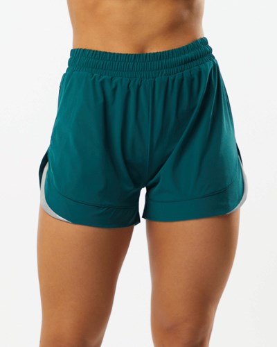 Alphalete Forro Woven 4-Way Stretch Corta Velvet Teal | SIXADO703