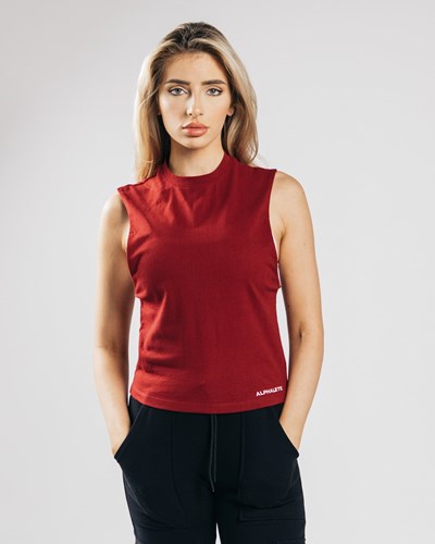 Alphalete Heavy Algodon Cutoff Cranberry | AMELRY340