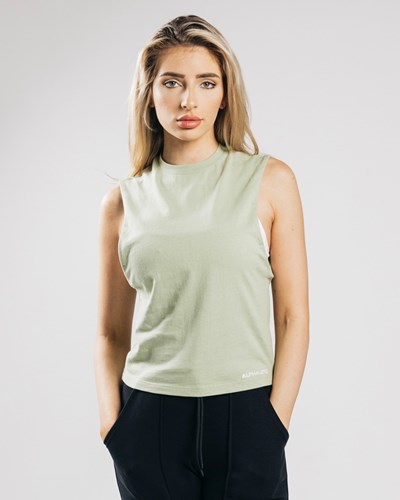 Alphalete Heavy Algodon Cutoff Matcha | UKWQZH693