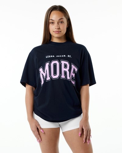 Alphalete Heavyweight Oversized Tee Azul Marino Rosas | UCGHKQ298