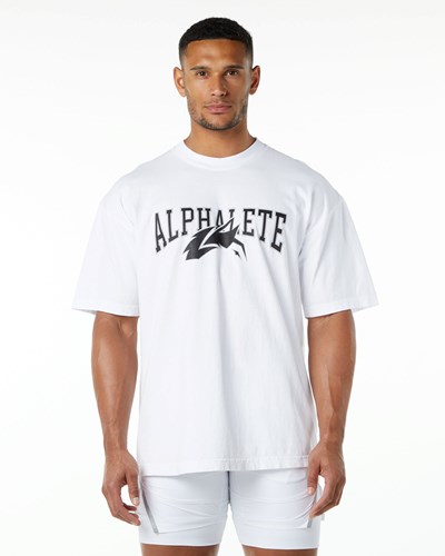 Alphalete Heavyweight Oversized Tee Blancas Negras | ERXHDN140