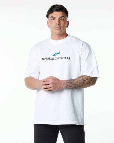 Alphalete Heavyweight Oversized Tee Blancas | JDRXIS019