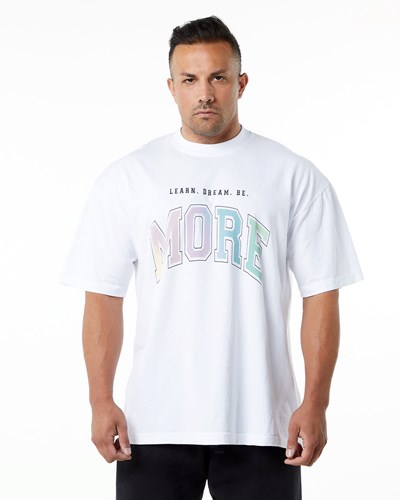 Alphalete Heavyweight Oversized Tee Blancas | YWHFRS563