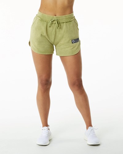 Alphalete Heavyweight Washed Terry Corta Verde | CNUBKJ520