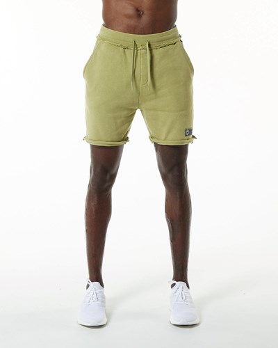 Alphalete Heavyweight Washed Terry Corta Verde | MVYXJR820
