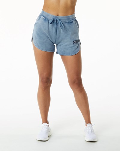 Alphalete Heavyweight Washed Terry Corta Azules | QORZEN251