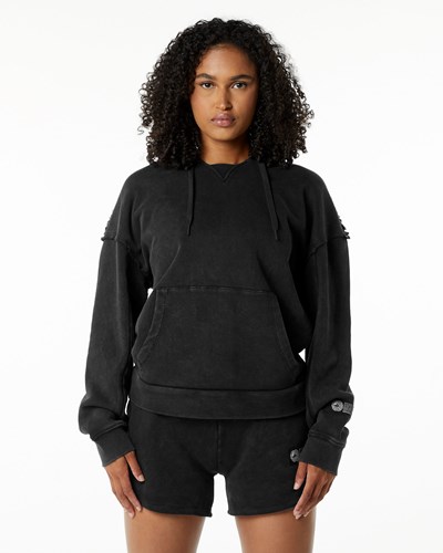 Alphalete Heavyweight Washed Terry Hoodie Onyx | DYNTJQ597