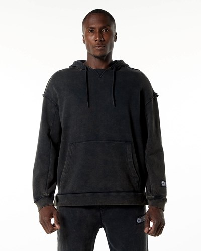 Alphalete Heavyweight Washed Terry Hoodie Onyx | EFODPH480
