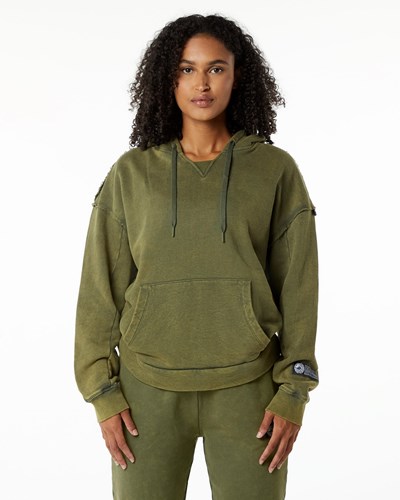 Alphalete Heavyweight Washed Terry Hoodie Verde | RPNWFG956