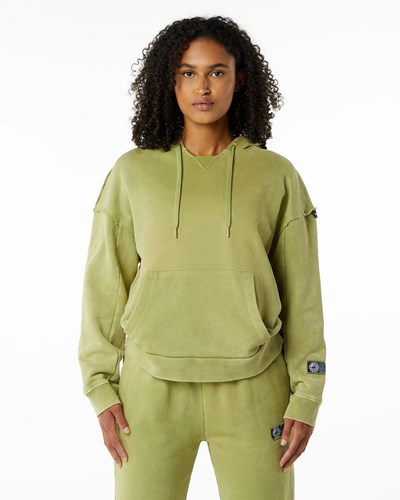 Alphalete Heavyweight Washed Terry Hoodie Verde | UKMHRZ032