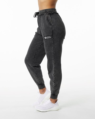 Alphalete Heavyweight Washed Terry Jogger Onyx | XHCBOK618