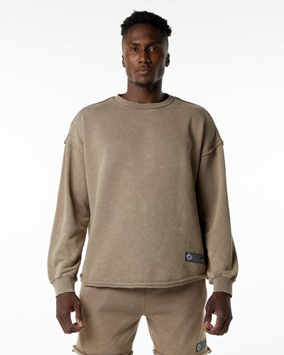 Alphalete Heavyweight Washed Terry Pullover Smokey Quartz | IALBSV198