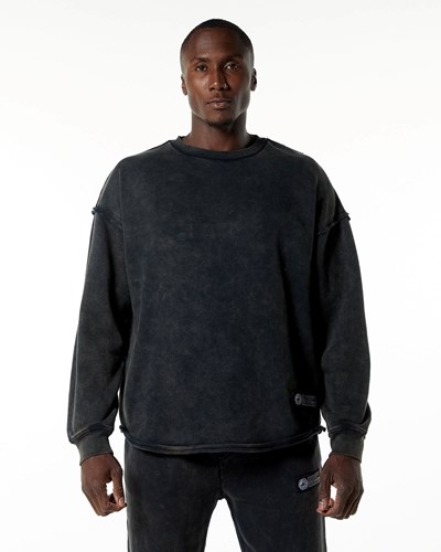 Alphalete Heavyweight Washed Terry Pullover Onyx | ICYXLK461