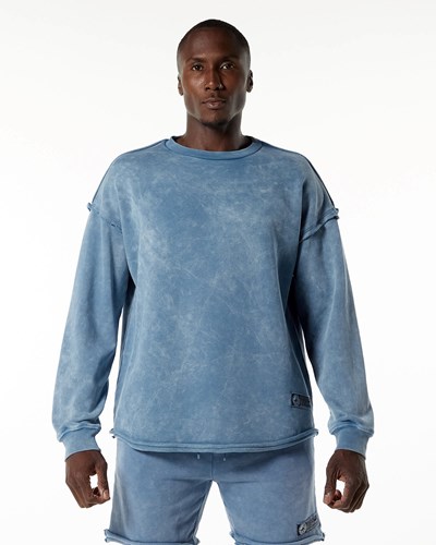 Alphalete Heavyweight Washed Terry Pullover Azules | LSXRZI469