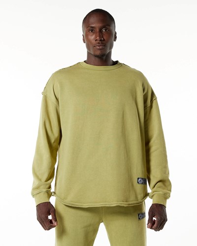 Alphalete Heavyweight Washed Terry Pullover Verde | VRSEAL059