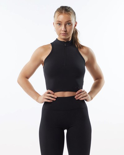 Alphalete High Neck Crop Tank Blackout | FRIBAS578
