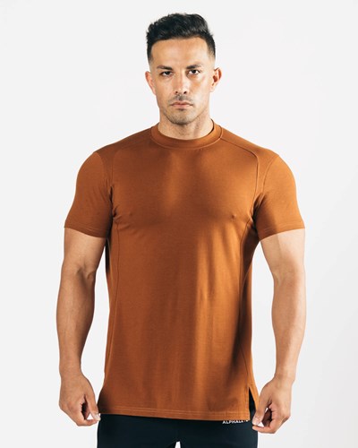 Alphalete High-Neck Premium Corta Sleeve Mahogany | CHEDTP631